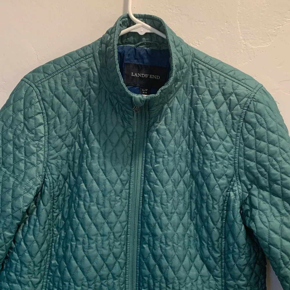 Lands End Quilted Puffer Packable Jacket in Teal Large Petite